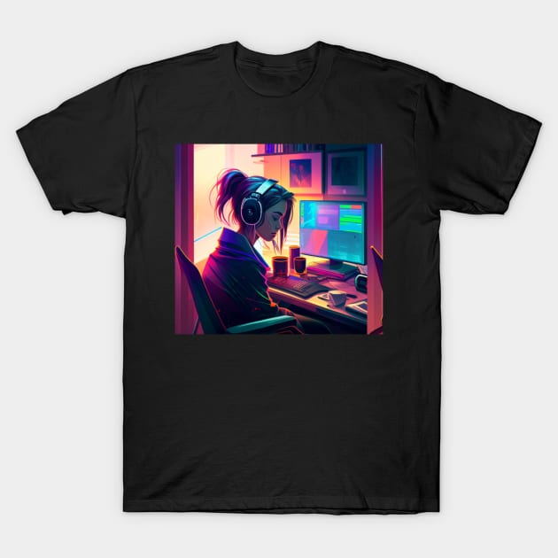 Anime Lofi Music T-Shirt by TriHarder12